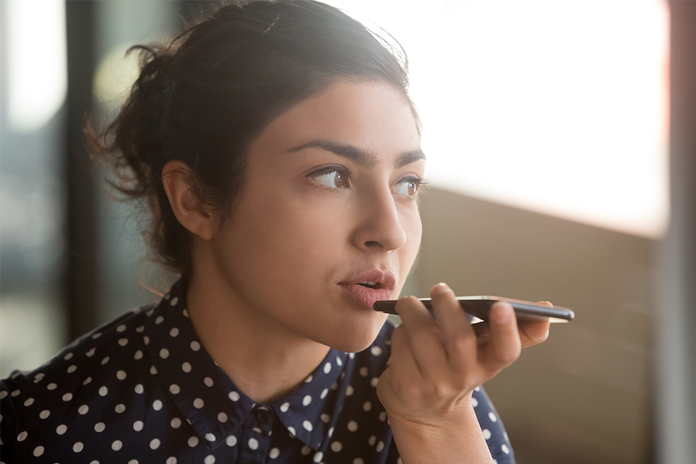 Girl using voice recognition